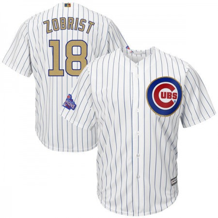 Men's Chicago Cubs #18 Ben Zobrist White 2017 Gold Program Cool Base Player Stitched MLB Jersey