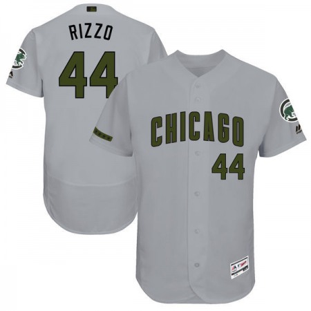 Men's Chicago Cubs #44 Anthony Rizzo Gray 2017 Memorial Day Authentic Collection Flex Base Player Stitched MLB Jersey