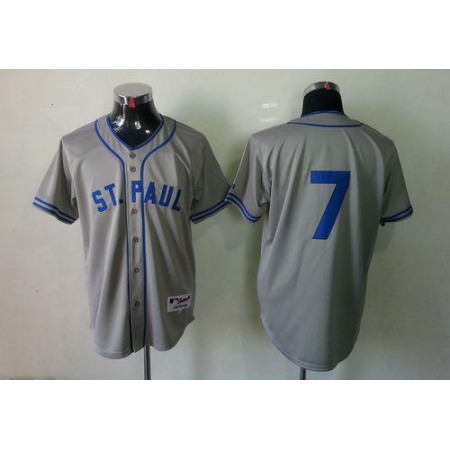 Twins #7 Joe Mauer Grey 1948 St. Paul Saints Turn Back The Clock Stitched MLB Jersey