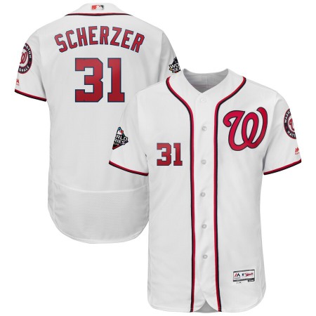 Men's Washington Nationals #31 Max Scherzer White 2019 World Series Bound Flex Base Stitched MLB Jersey