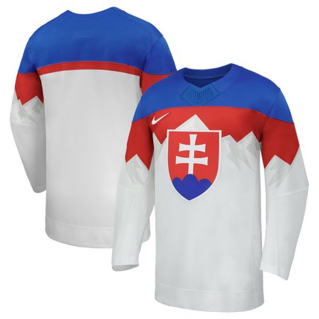 Youth Slovakia Hockey White 2026 Away Replica Jersey