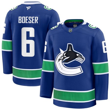 Men's Vancouver Canucks #6 Brock Boeser Blue Home Premium Jersey