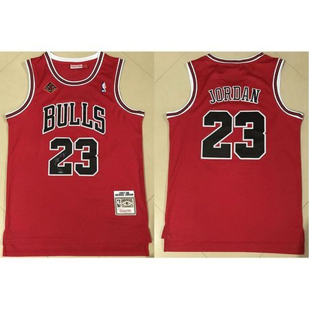 Men's Chicago Bulls #23 Michael Jordan Red 1997-98 Hardwood Classics Authentic Player Jersey