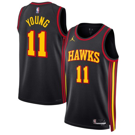 Men's Atlanta Hawks #11 Trae Young Black Swingman Statement Edition Jersey