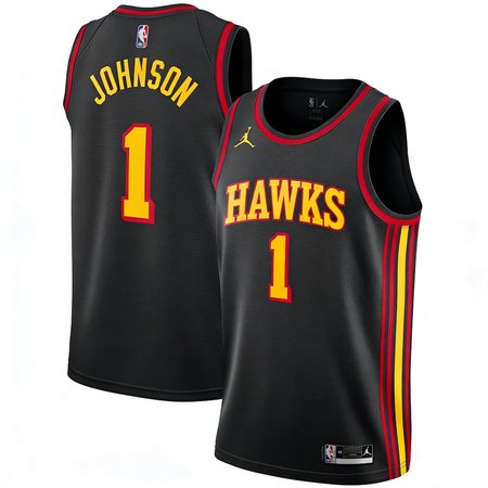 Men's Atlanta Hawks #1 Jalen Johnson Black Swingman Statement Edition Jersey