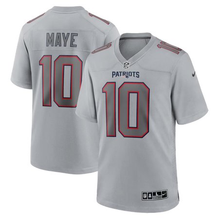 Youth New England Patriots #10 Drake Maye Gray Atmosphere Fashion Game Jersey