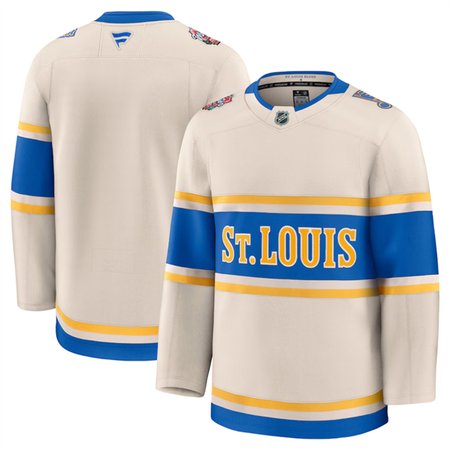 Men's St. Louis Blues Blank Cream 2024-25 Winter Classic Stitched Hockey Premium Jersey