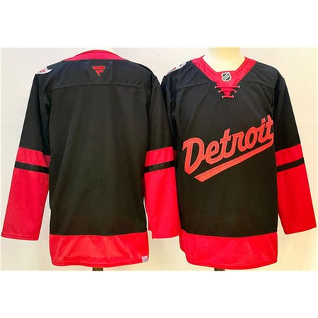 Men's Detroit Red Wings Blank Black 2024-25 Stitched Premium Jersey