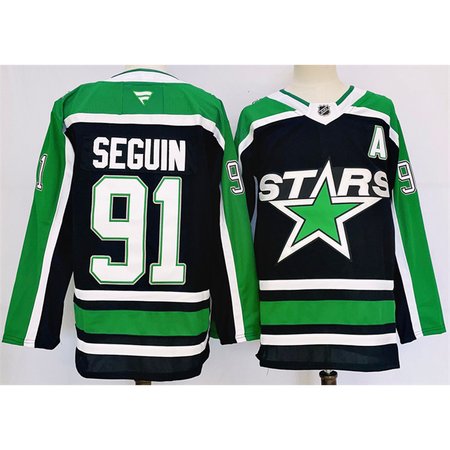 Men's Dallas Stars #91 Tyler Seguin Black 2024-25 Reverse Retro Stitched Premium Jersey