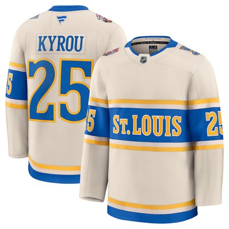 Men's St. Louis Blues #25 Jordan Kyrou Cream 2024-25 Winter Classic Stitched Hockey Premium Jersey