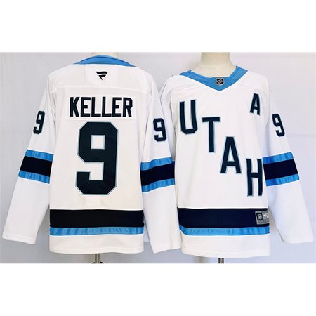 Men's Utah Mammoth #9 Clayton Keller White Stitched Premium Jersey