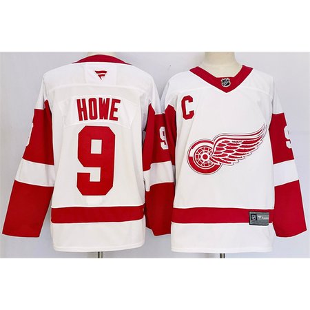 Men's Detroit Red Wings #9 Gordie Howe White 2024-25 Stitched Premium Jersey