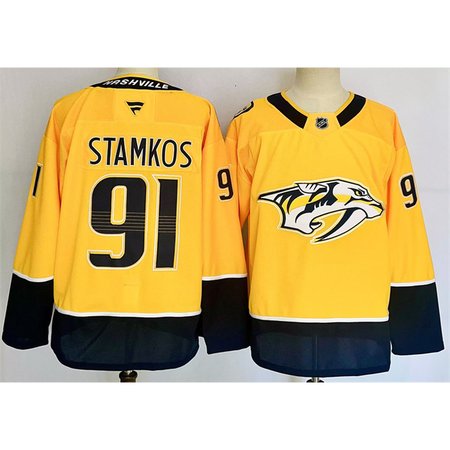 Men's Nashville Predators #91 Steven Stamkos Gold 2024-25 Home Stitched Hockey Premium Jersey