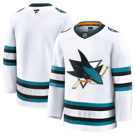 Men's San Jose Sharks Blank White 2024-25 Away Stitched Hockey Premium Jersey