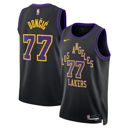 Men's Los Angeles Lakers #77 Luka Doncic Black 2025/26 City Edition Swingman Jersey