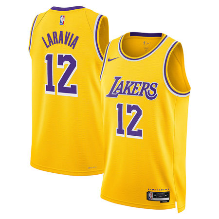 Men's Los Angeles Lakers #12 Jake LaRavia Gold Icon Edition Swingman Jersey