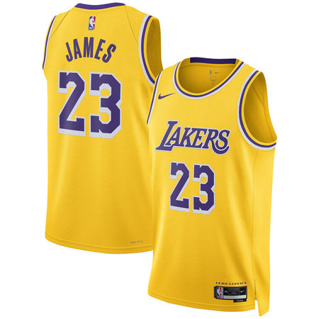 Men's Los Angeles Lakers #23 LeBron James Gold Icon Edition Swingman Jersey