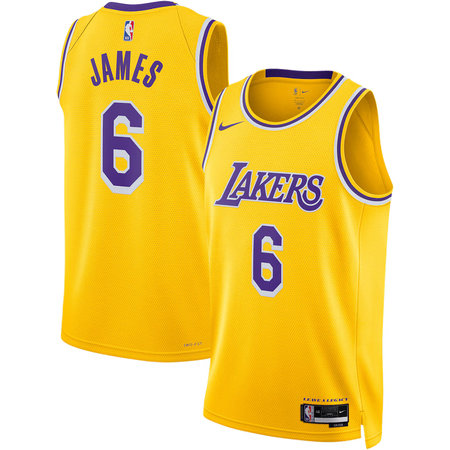 Women's Los Angeles Lakers #6 LeBron James Gold Icon Edition Swingman Jersey