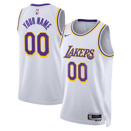 Men's Los Angeles Lakers White Association Edition Swingman Custom Jersey