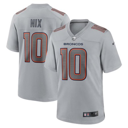 Men's Denver Broncos #10 Bo Nix Nike Gray Atmosphere Fashion Game Jersey