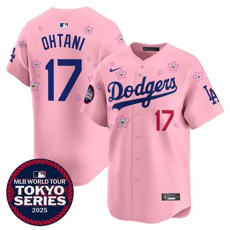 Youth Los Angeles Dodgers #17 Shohei Ohtani Pink Tokyo 2025 Cool Base Stitched Baseball Jersey