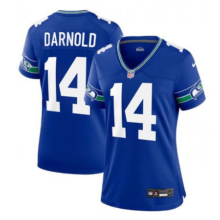 Women's Seattle Seahawks #14 Sam Darnold Royal 2024 F.U.S.E Vapor Limited Stitched Football Jersey