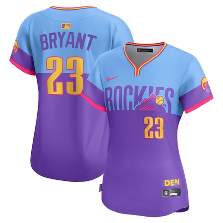 Women's Colorado Rockies #23 Kris Bryant Nike Purple/Light Blue 2025 City Connect Limited Player Jersey