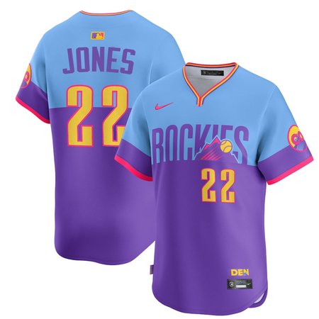 Men's Colorado Rockies #22 Nolan Jones Nike Purple/Light Blue 2025 City Connect Elite Player Jersey