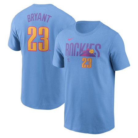Men's Colorado Rockies Kris Bryant Nike Light Blue 2025 City Connect Fuse Name & Number T-Shirt