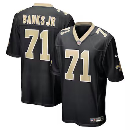Men's New Orleans Saints #1 Kelvin Banks Jr. Nike Black 2025 NFL Draft First Round Pick Game Jersey
