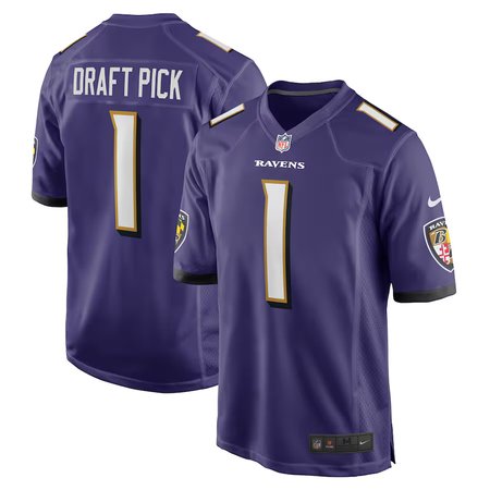 Men's Baltimore Ravens #1 Nike Purple 2025 NFL Draft First Round Pick No. 27 Game Jersey