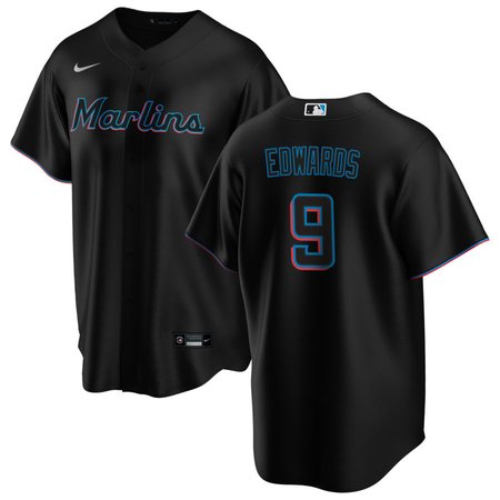 Men's Miami Marlins #9 Xavier Edwards Nike Black Home Replica Jersey