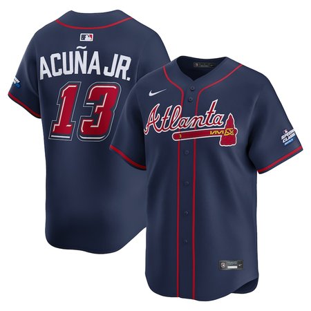 Youth Atlanta Braves #13 Ronald Acuna Jr. Nike Navy 2025 MLB Speedway Classic Alternate Limited Player Jersey