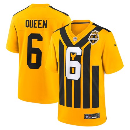 Men's Pittsburgh Steelers #6 Patrick Queen Nike Gold Alternate 1933 Throwback Game Jersey