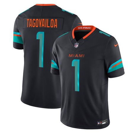 Youth Miami Dolphins #1 Tua Tagovailoa Black Rivalries Collection F.U.S.E. Vapor Limited Stitched Jersey