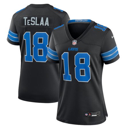 Women's Detroit Lions #18 Isaac TeSlaa Nike Black Game Player Jersey