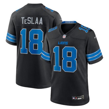 Men's Detroit Lions #18 Isaac TeSlaa Nike Black Game Player Jersey