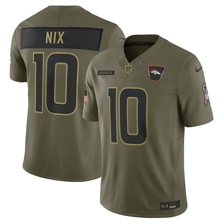 Men's Denver Broncos #10 Bo Nix Nike Olive 2025 Salute to Service Limited Jersey