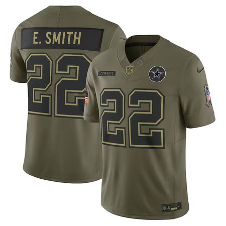 Men's Dallas Cowboys #22 Emmitt Smith Nike Olive 2025 Salute to Service Retired Limited Jersey