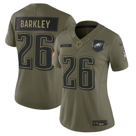 Women's Philadelphia Eagles #26 Saquon Barkley Nike Olive 2025 Salute to Service Limited Jersey
