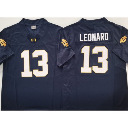 Men's Notre Dame Fighting Irish #13 Riley Leonard Navy Stitched Jersey