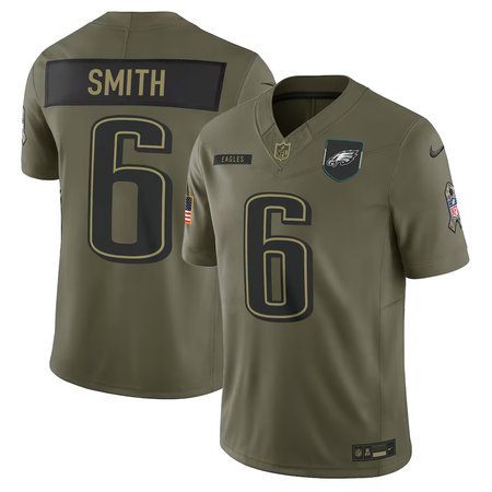 Men's Philadelphia Eagles #6 DeVonta Smith Nike Olive 2025 Salute to Service Retired Limited Jersey