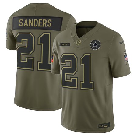 Men's Dallas Cowboys #21 Deion Sanders Nike Olive 2025 Salute to Service Retired Limited Jersey