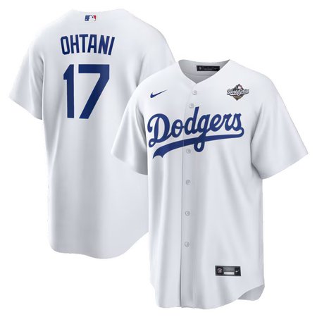 Men's Los Angeles Dodgers #17 Shohei Ohtani Nike White 2025 World Series Home Replica Player Jersey