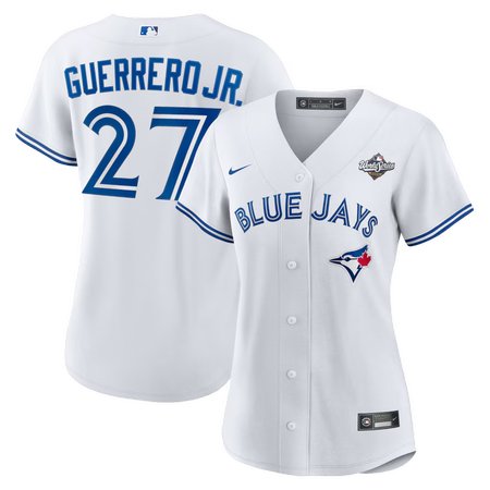 Women's Toronto Blue Jays #27 Vladimir Guerrero Jr. Nike White 2025 World Series Home Replica Player Jersey