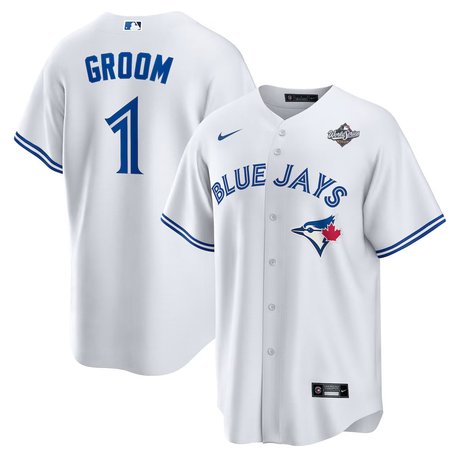 Youth Toronto Blue Jays Nike #1 Groom 2025 World Series White Home Replica Jersey