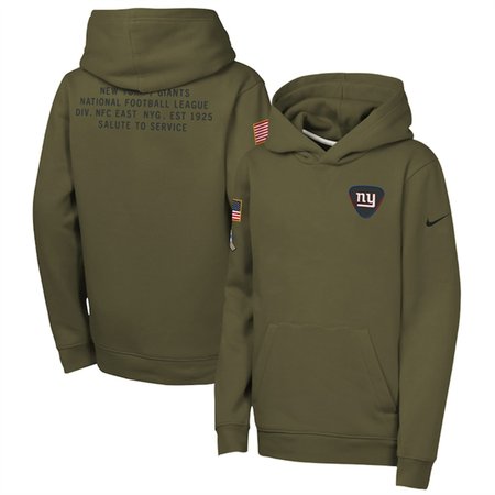 Youth New York Giants Olive 2025 Salute to Service Club Fleece Hoodie
