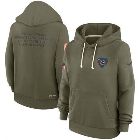 Women's Tennessee Titans Olive 2025 Salute to Service Sideline Standard Issue Dri-FIT Hoodie(Run Small)