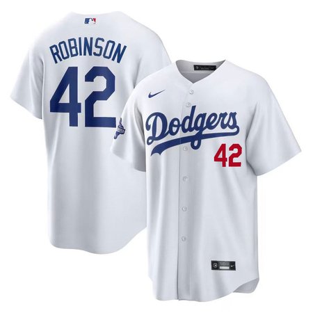 Youth Los Angeles Dodgers #42 Jackie Robinson Nike White 2025 World Series Champions Home Limited Jersey