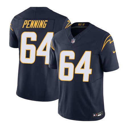 Men's Los Angeles Chargers #64 Trevor Penning Nike Navy Alternate Charger Power Vapor F.U.S.E. Limited Jersey